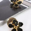 Adorne Audrey Resin Mix Flower Stud | Black
