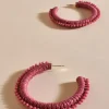 Adorne Bead Detail Hoop Earring | Pink