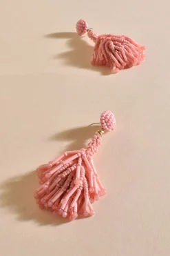 Adorne Beaded Tassel Event Earrings | Pink