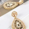 Adorne Beaded Teardrop Earring | Natural