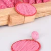 Adorne Contrast Colour Woven Drop Earrings | Pink/Red