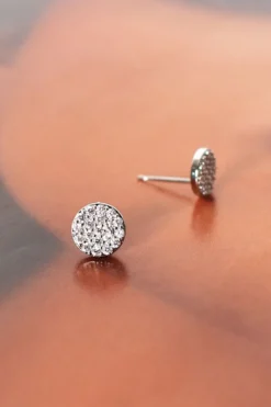 Adorne CZ Diamante Stud Earrings | Gold/Crystal