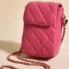 Adorne Dakota Quilted Mini Crossbody Bag | Hot Pink