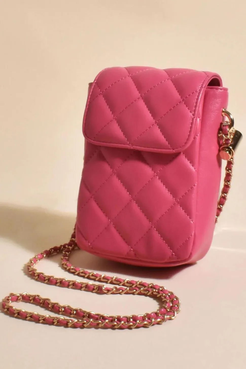 Adorne Dakota Quilted Mini Crossbody Bag | Hot Pink
