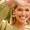 Adorne Fanned Metal Statement Earrings | Gold