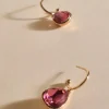 Adorne Fine Hoop Mini Teardrop Earrings | Pink/Gold