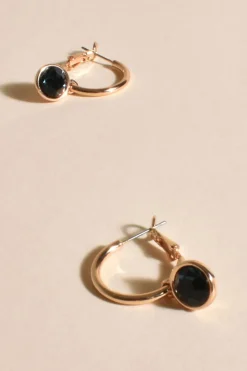 Adorne Glass Drop Hoop Earrings | Blue/Gold