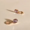 Adorne Inga Oval Jewel Drop Mini Hoops | Pink/Gold