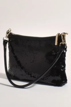 Adorne Iris Sequin Handbag | black