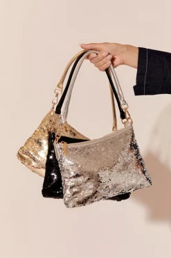 Adorne Iris Sequin Handbag | Gold