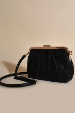 Adorne Isabelle Woven Cross Body Bag | Black