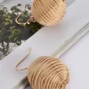 Adorne Lena Rattan Ball Drop Earrings | Natural