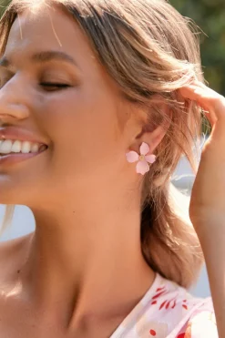 Adorne Little Daisy Stud Earrings | Pink Gold