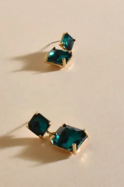 Adorne Lottie Drop Jewel Earrings | Emerald