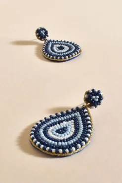 Adorne Mini Beaded Teardrop Earrings | Blue Multi
