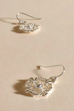 Adorne Monte Vintage Charm Hook Earrings | Silver