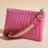Adorne Palmer Lined Quilt Pouch | Pink
