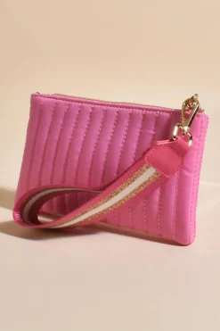Adorne Palmer Lined Quilt Pouch | Pink