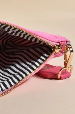 Adorne Palmer Lined Quilt Pouch | Pink