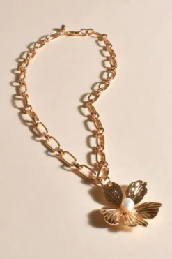 Adorne Statement Kalani Orchid Cluster Necklace | Gold