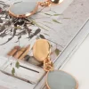 Adorne Teardrop Button Top Earrings | Mint /Gold