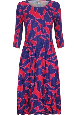 Alquema 3/4 Sleeve Smash Pocket Dress | Cerise Butterflies