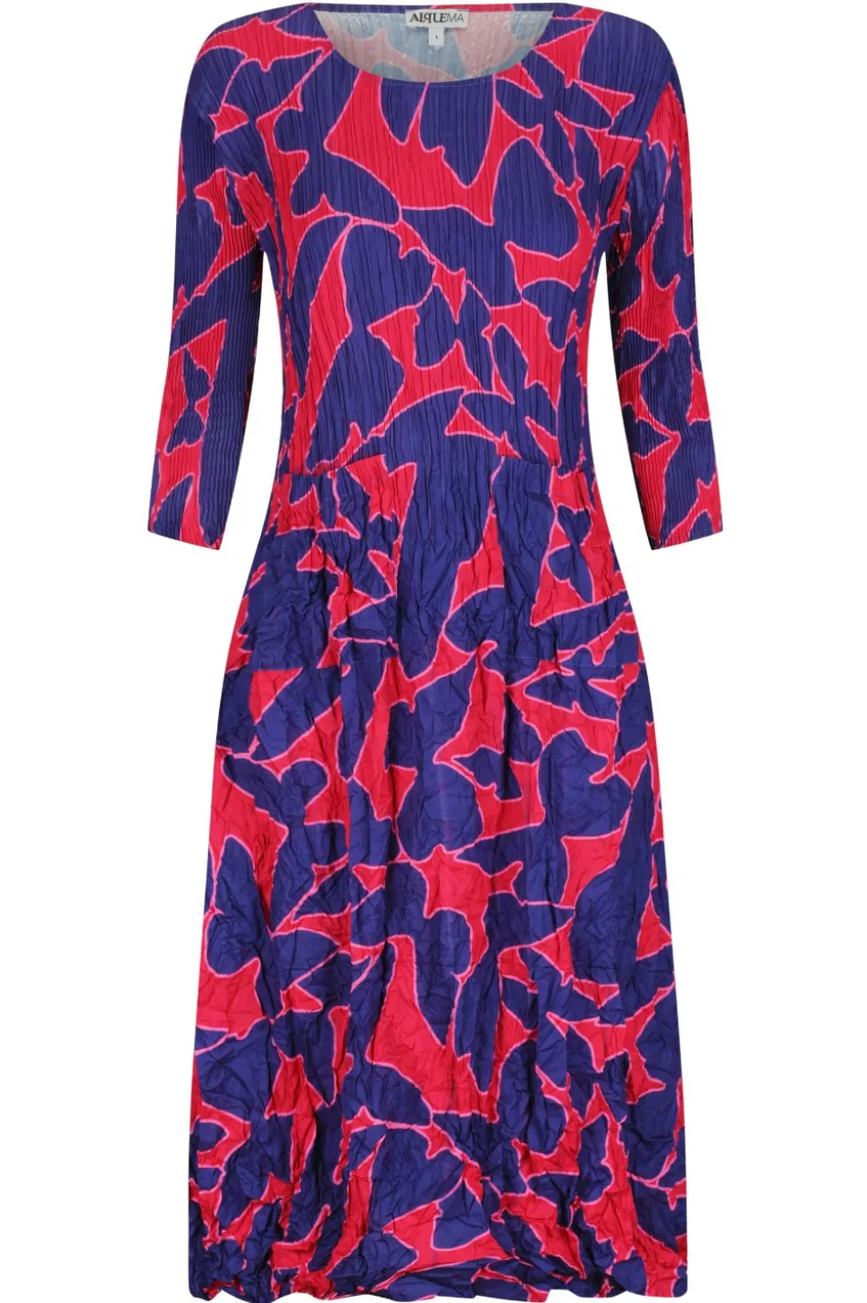 Alquema 3/4 Sleeve Smash Pocket Dress | Cerise Butterflies