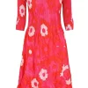 Alquema 3/4 Sleeve Smash Pocket Dress | Pink Flower Spot