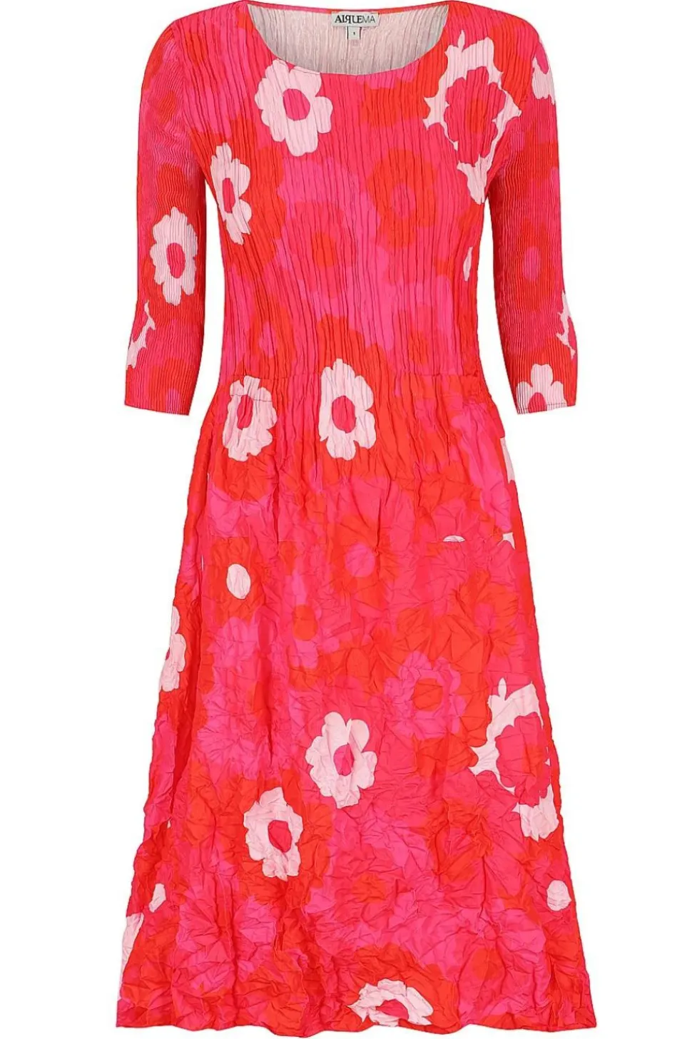 Alquema 3/4 Sleeve Smash Pocket Dress | Pink Flower Spot