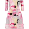 Alquema 3/4 Sleeve Smash Pocket Dress | Flamingos
