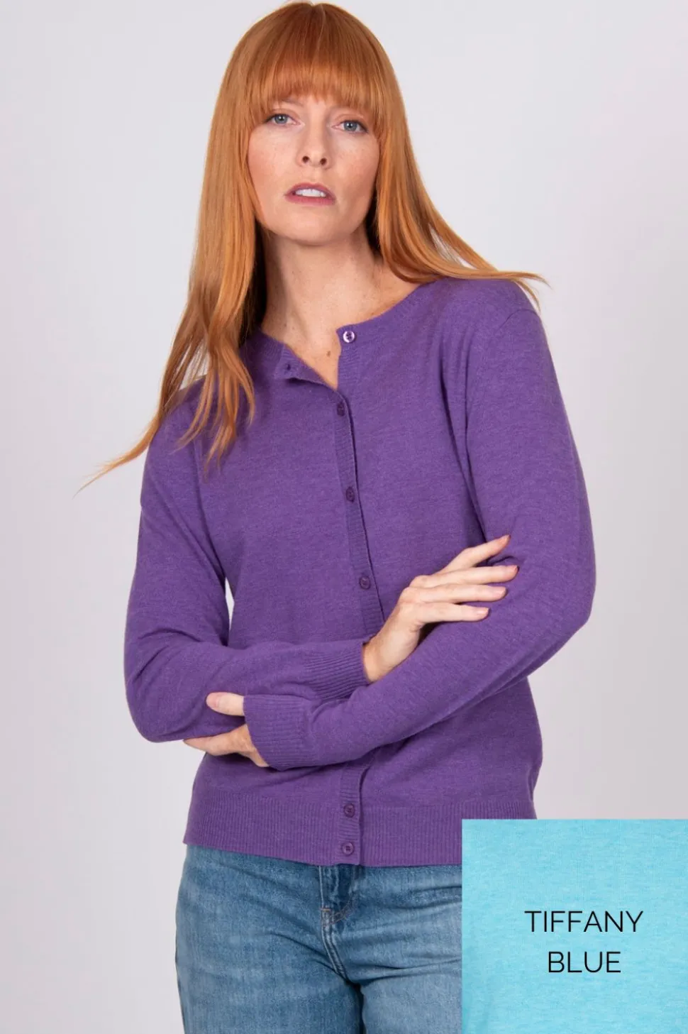 Bridge & Lord Essential Button Cardi | Tiffany Blue