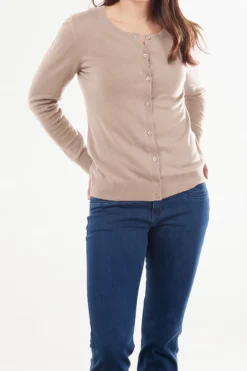 Bridge & Lord Essential Button to Neck Cardi | Camel