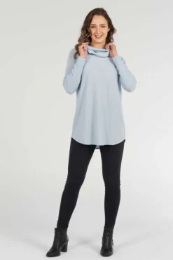 Bridge & Lord Essential Curved Hem Cowl Neck | Baby Blue
