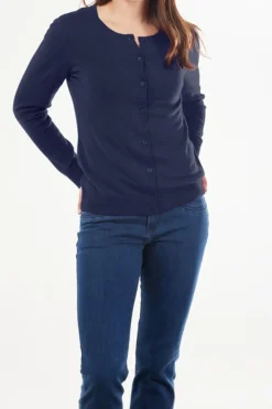 Bridge & Lord Kate Essential Button to Neck Cardi | Navy