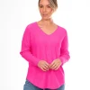 Bridge & Lord Queen Sofia Curved Hem Pullover | Pink Grapefruit