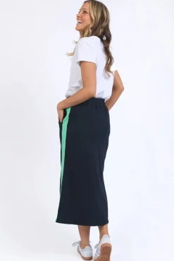 Brunch Skirt | Navy/Neon Green Tape