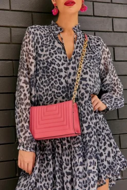 Clara Quilt Patterned Shoulder Bag | Hot Pink