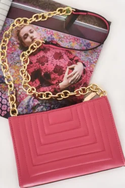 Clara Quilt Patterned Shoulder Bag | Hot Pink