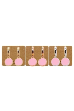 Ear Mints 9mm Enamel Huggie | Gold/Pink