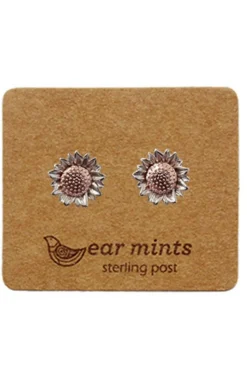 Ear Mints Sunflower 2 Tone Stud | Silver/Rose Gold