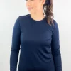 Ebony Satin Crew Neck | Navy