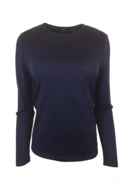 Ebony Satin Crew Neck | Navy