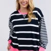 Elm Lifestyle All Sorts Crew | Navy & White Stripe