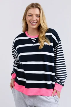 Elm Lifestyle All Sorts Crew | Navy & White Stripe