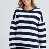 Elm Lifestyle Mill Crew | Navy/White Stripe