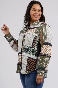 Elm Lifestyle Vetiver Patchwork Shirt | Patchwork Print