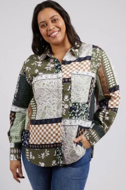 Elm Lifestyle Vetiver Patchwork Shirt | Patchwork Print