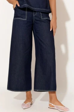 Emmie Contrast Stitch Pant | Denim