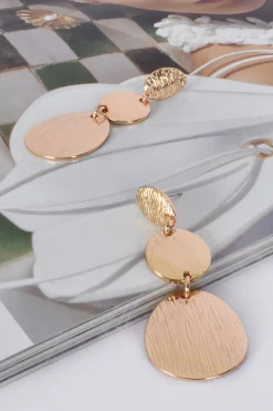 Etched Metal Trio Earrings | Gold
