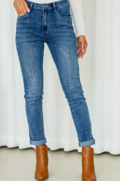 Fashion Express Agnes Straight Leg Jeans | Mid Wash